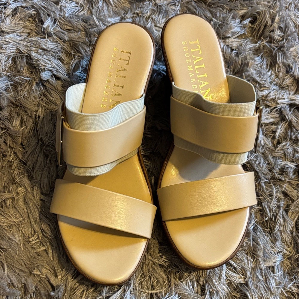 Italian Shoemakers Neutral Tan Double-Strap Slide Sandals